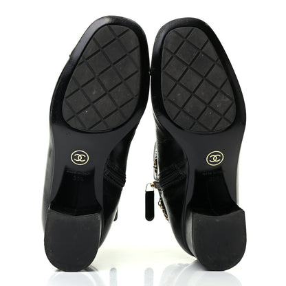 Chanel Crumpled Calfskin Cap Toe Chain Short Boots 35.5 Black 4 of 7