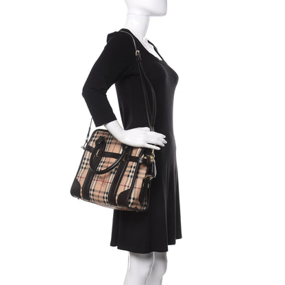 Burberry Haymarket Check Medium Minford Portrait Tote Chocolate 2 of 11