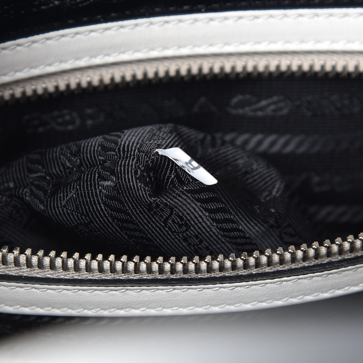 Prada City Calfskin Racing Logo Bowler White Black 7 of 7