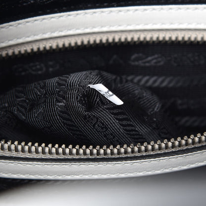 Prada City Calfskin Racing Logo Bowler White Black 7 of 7
