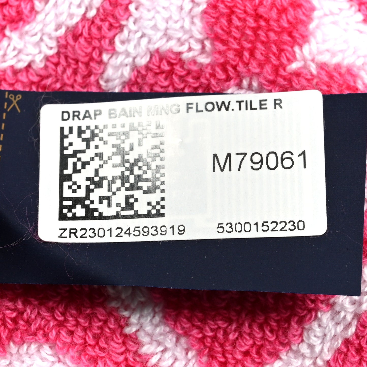 Cotton Drap Bain Monogram Flower Tile Towel Rose Clair