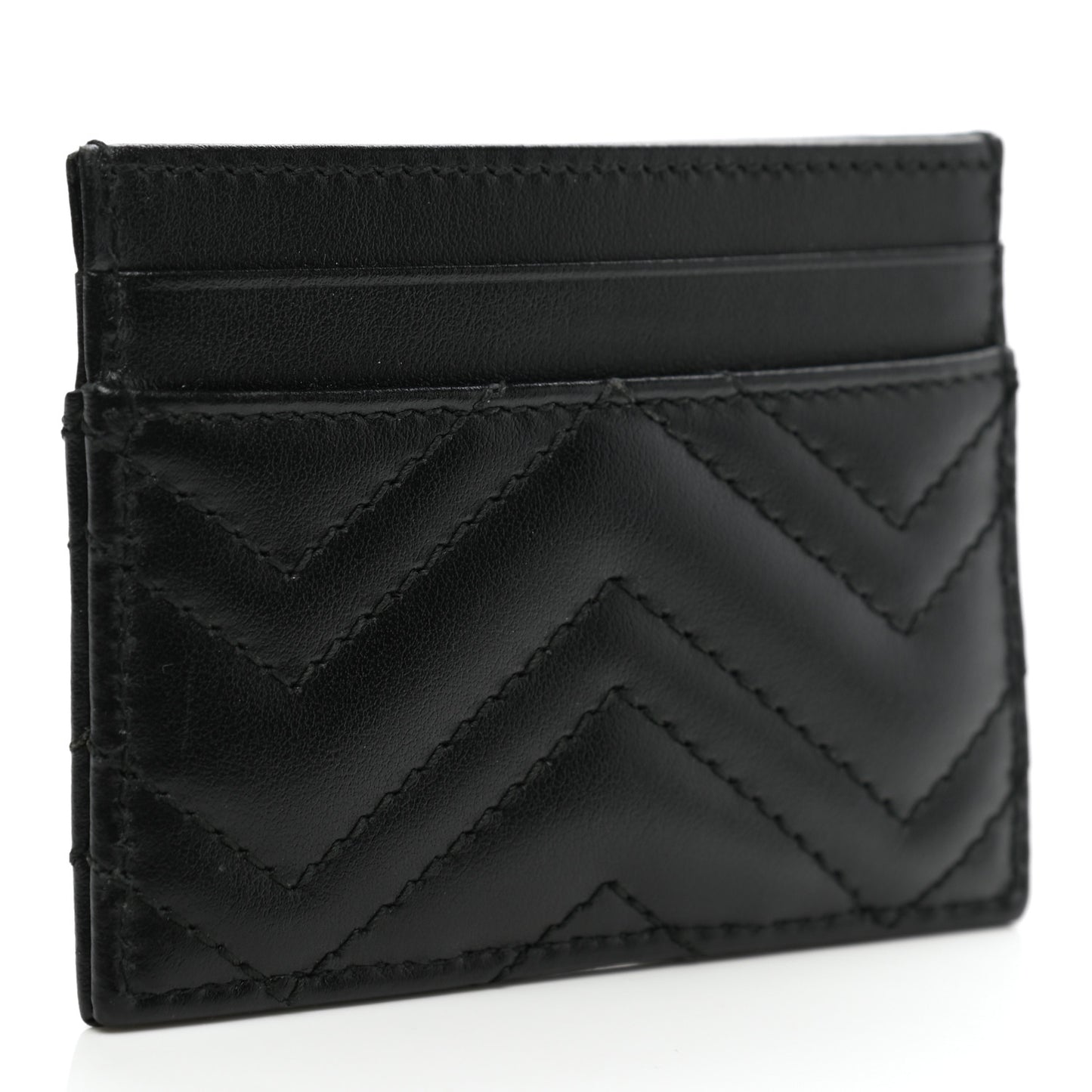 Calfskin Matelasse GG Marmont Card Holder Black
