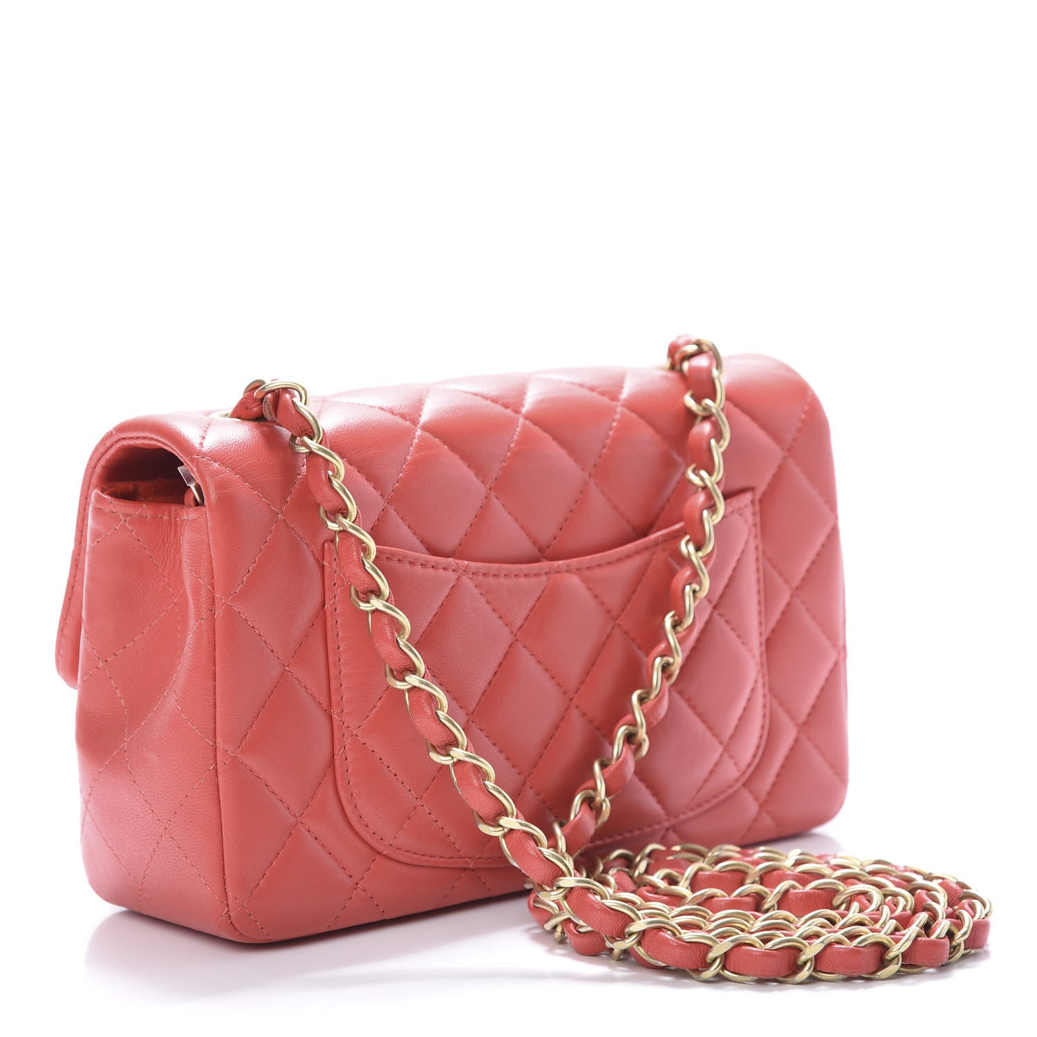 Chanel Lambskin Quilted Mini Rectangular Flap Red 2 of 12