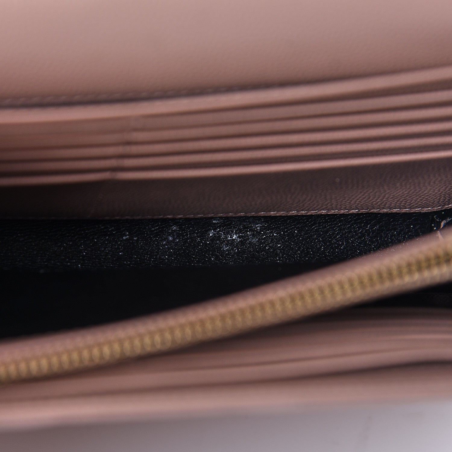 Saint Laurent Grain De Poudre Matelasse Chevron Monogram Chain Wallet Pale Blush 11 of 12