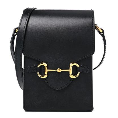Gucci Boarded Plutone Calfskin Mini Horsebit 1955 Crossbody Bag Black 1 of 10
