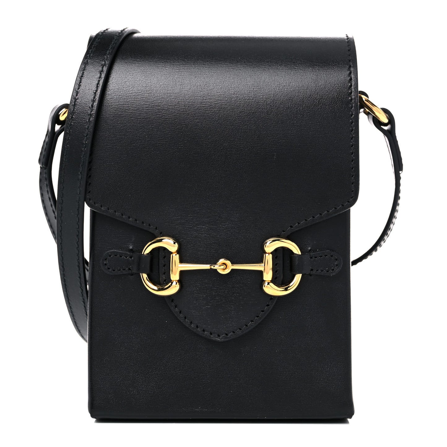 Boarded Plutone Calfskin Mini Horsebit 1955 Crossbody Bag Black