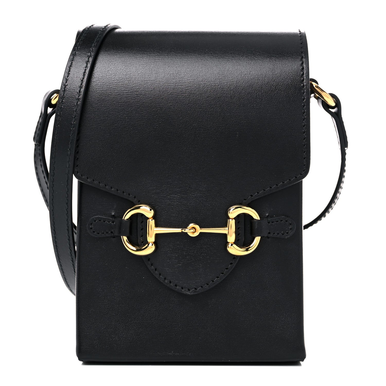 Gucci Boarded Plutone Calfskin Mini Horsebit 1955 Crossbody Bag Black 1 of 11
