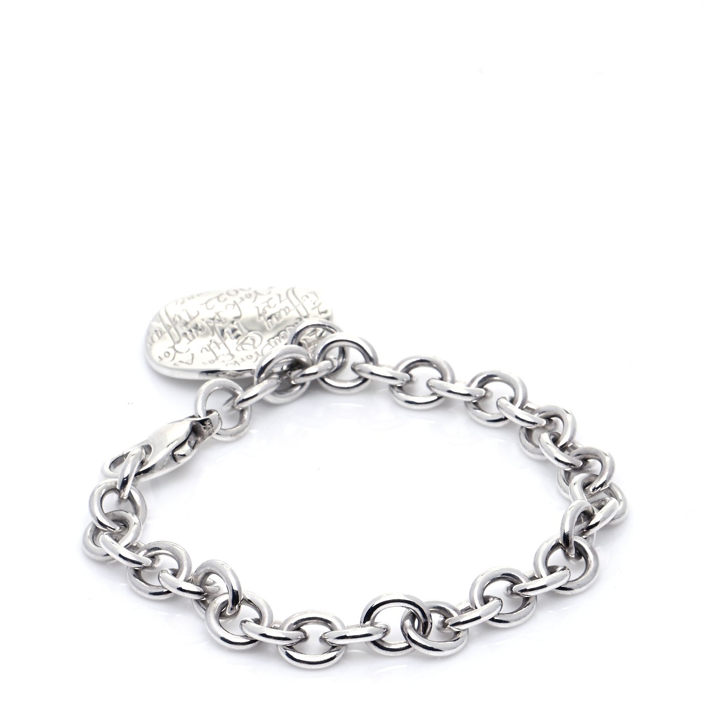 Sterling Silver Notes Round Tag Charm Bracelet