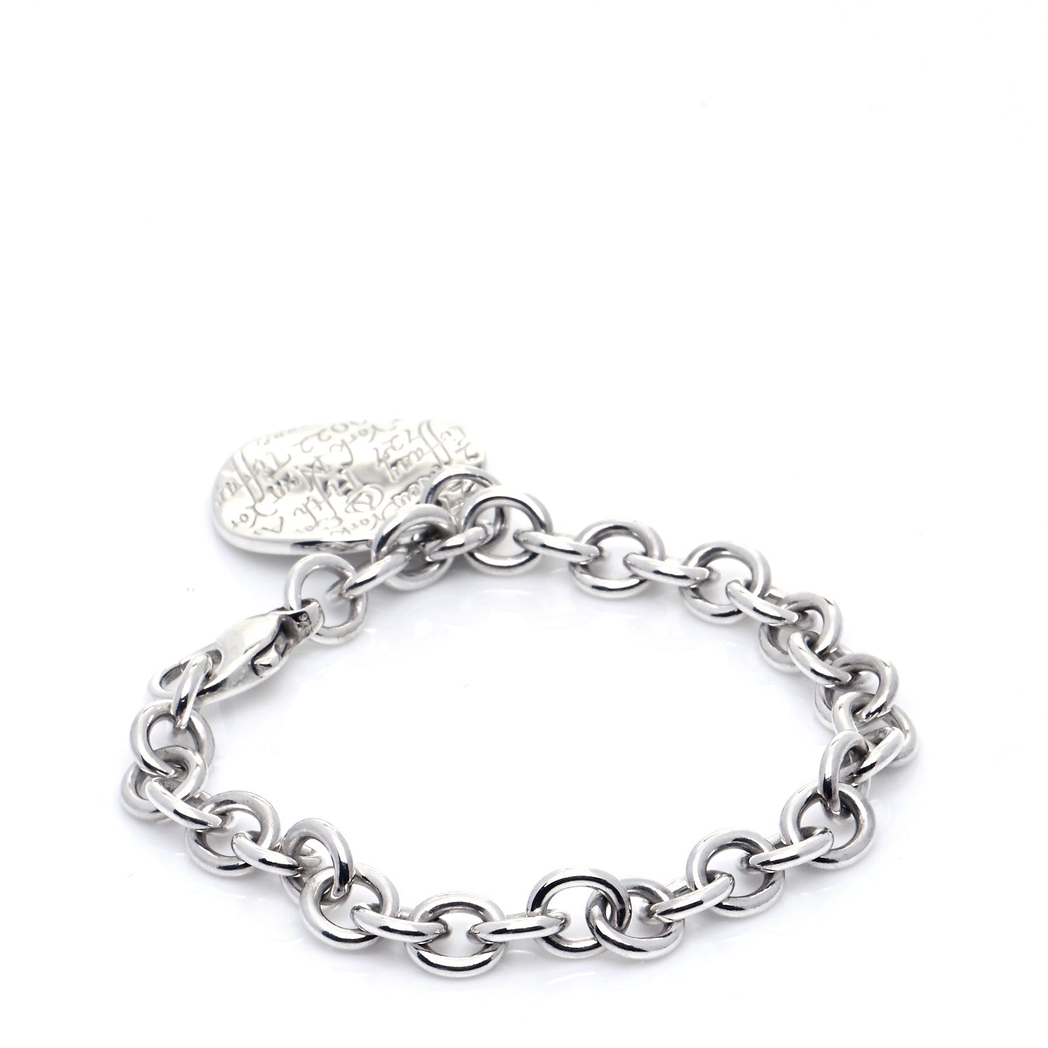 Tiffany Sterling Silver Notes Round Tag Charm Bracelet 3 of 7