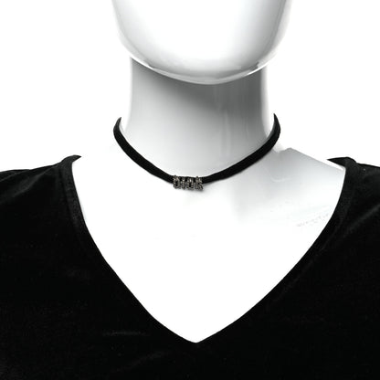 Christian Dior Velvet Crystal Dior Logo Choker Necklace Black White 2 of 5