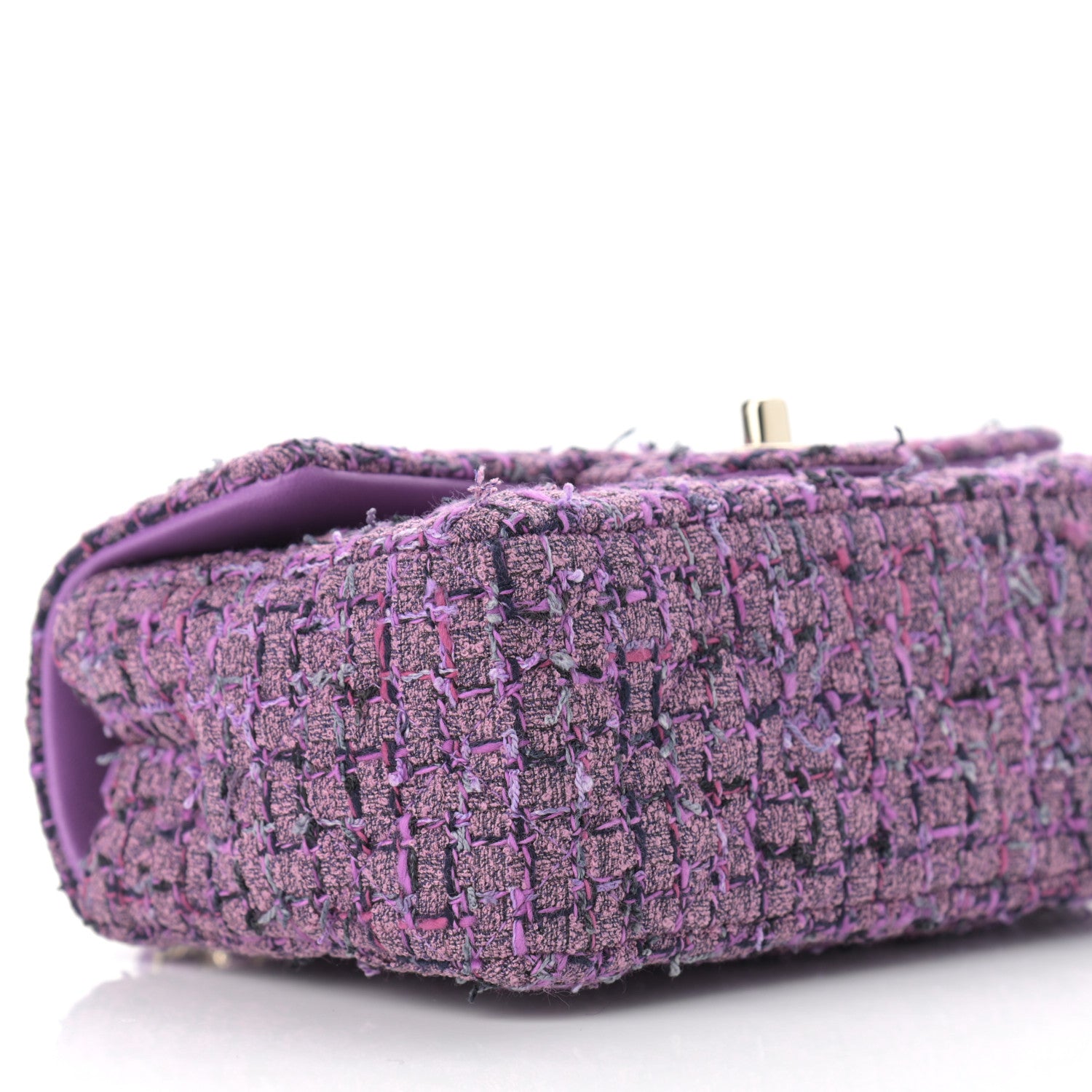 Chanel Tweed Quilted Mini Rectangular Flap Light Purple Pink Navy 9 of 11