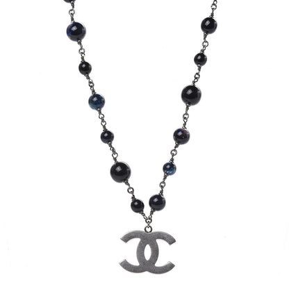 Chanel Beaded CC Short Necklace Ruthenium Black 1 of 5