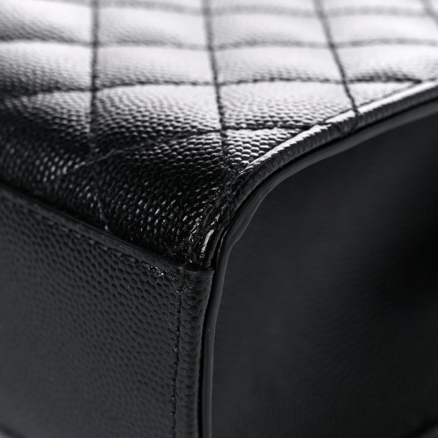 Grain De Poudre Textured Mixed Matelasse Large Triquilt Monogram Monochrome Satchel Black