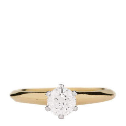 Tiffany 18K Yellow Gold Platinum Diamond .70ct Solitaire Engagement Ring 56 7.5 1 of 7