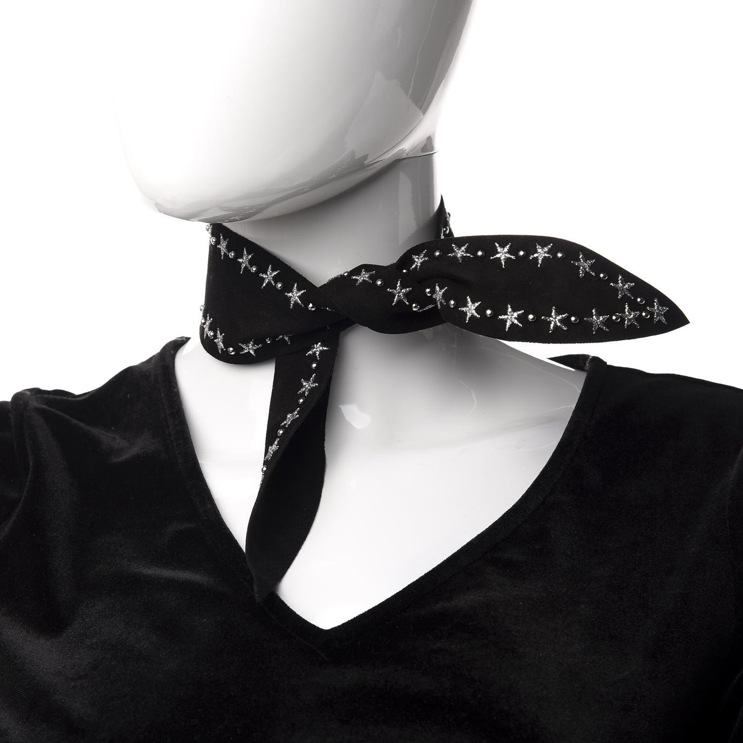 Suede Studded Star Choker Black