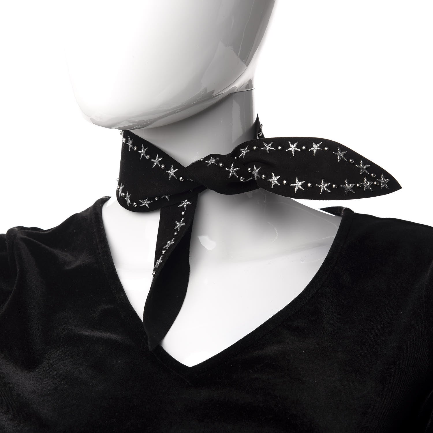 Saint Laurent Suede Studded Star Choker Black 2 of 5