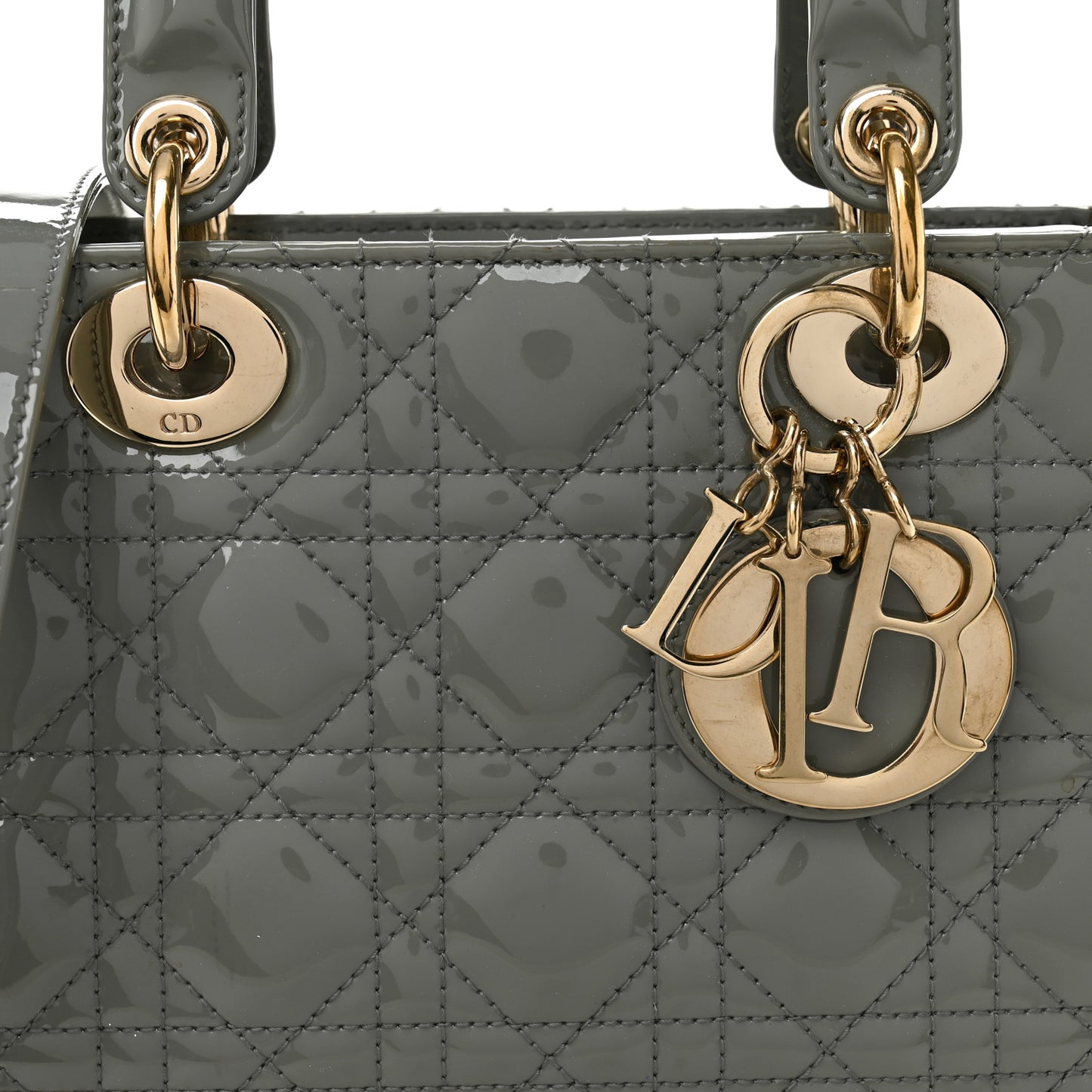 Patent Cannage Small Lady Dior Grey