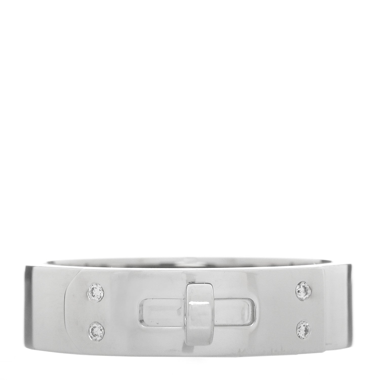 Hermes 18K White Gold Diamond PM Kelly Ring 52 6 1 of 4
