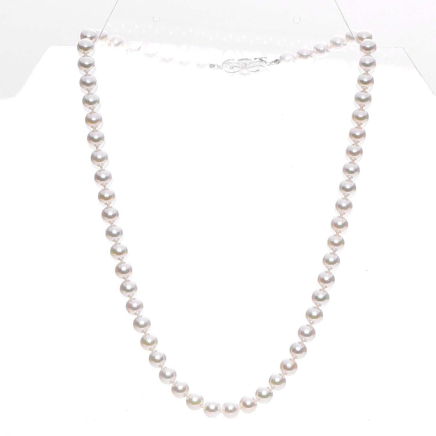 Mikimoto 18K White Gold Pearl 6mm Strand Akoya Necklace 16 3 of 10