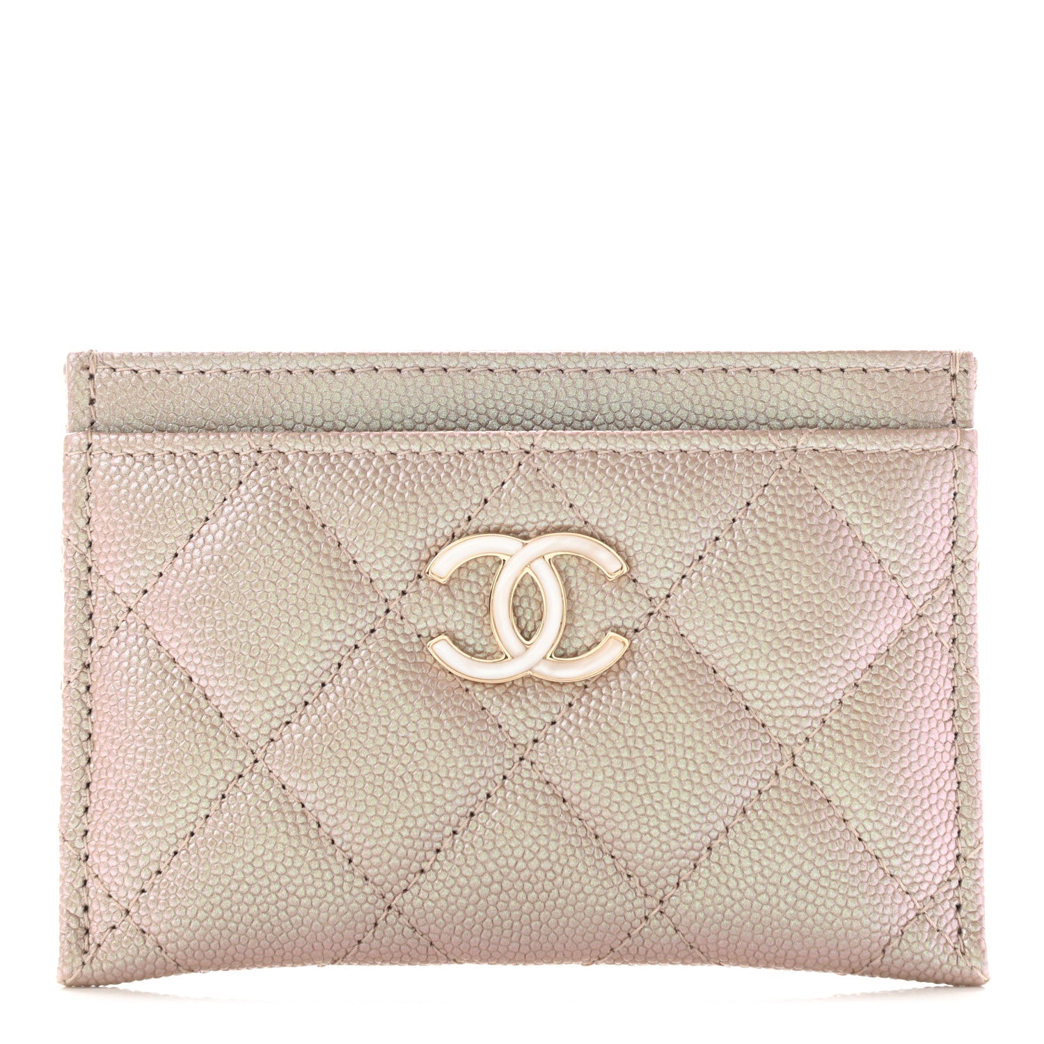Chanel Iridescent Caviar Quilted Card Holder Beige 1 of 8