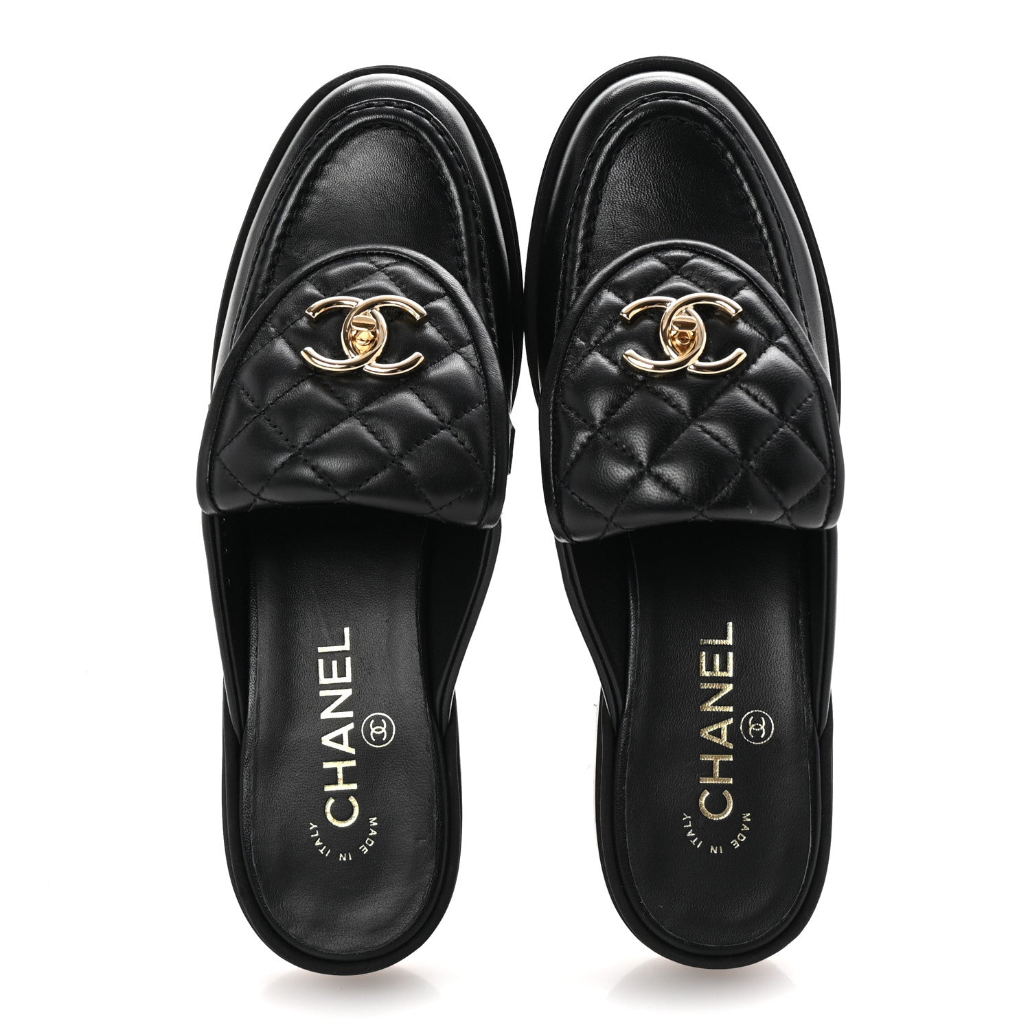 Chanel Lambskin Quilted CC Turnlock Mules 38.5 Black 2 of 10