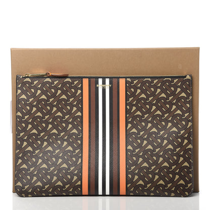 Burberry E-Canvas Monogram Stripe Zip Pouch Brown Orange 8 of 8