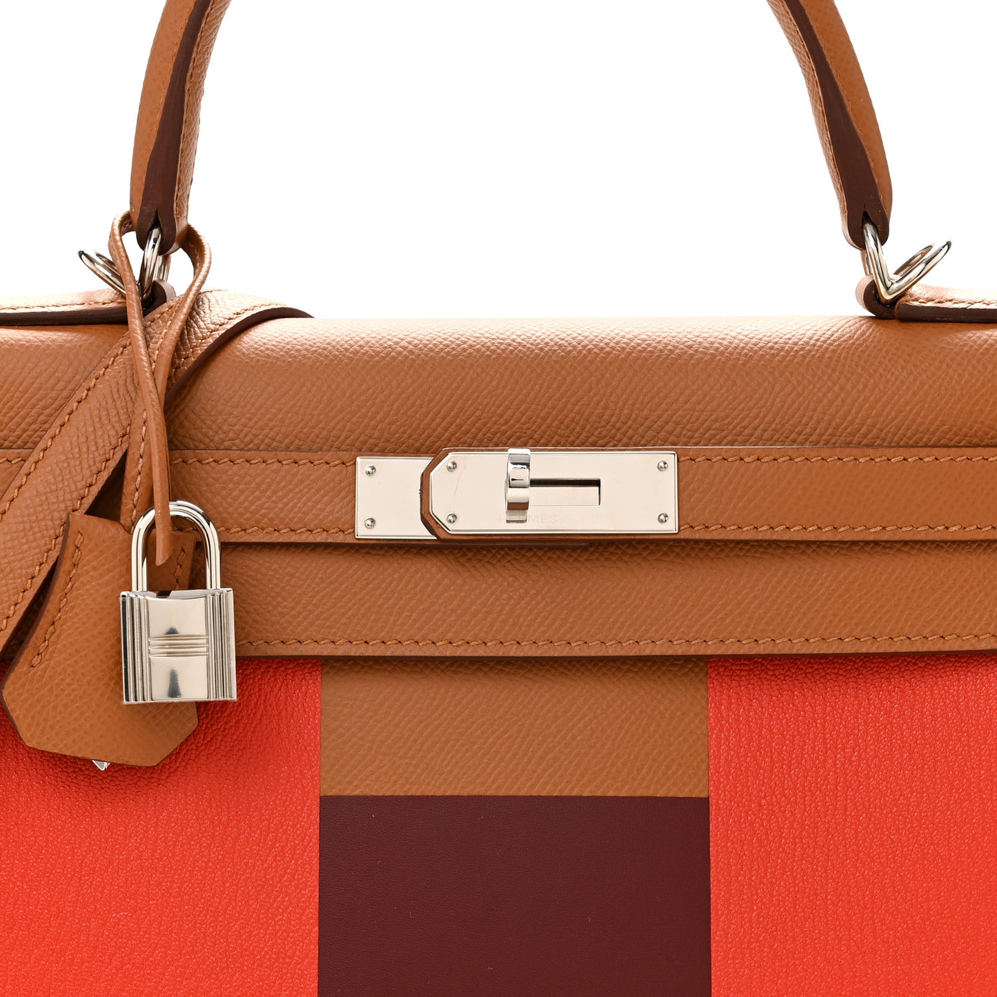 Epsom Chevre Mysore Sombrero Kellygraphie Lettre H Kelly Sellier 28 Capucine Gold Rouge H