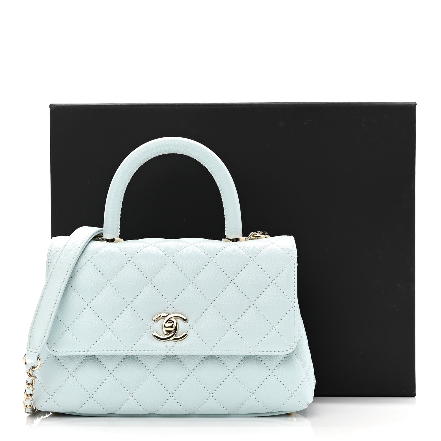 Chanel Caviar Quilted Mini Coco Handle Flap Light Blue 11 of 11