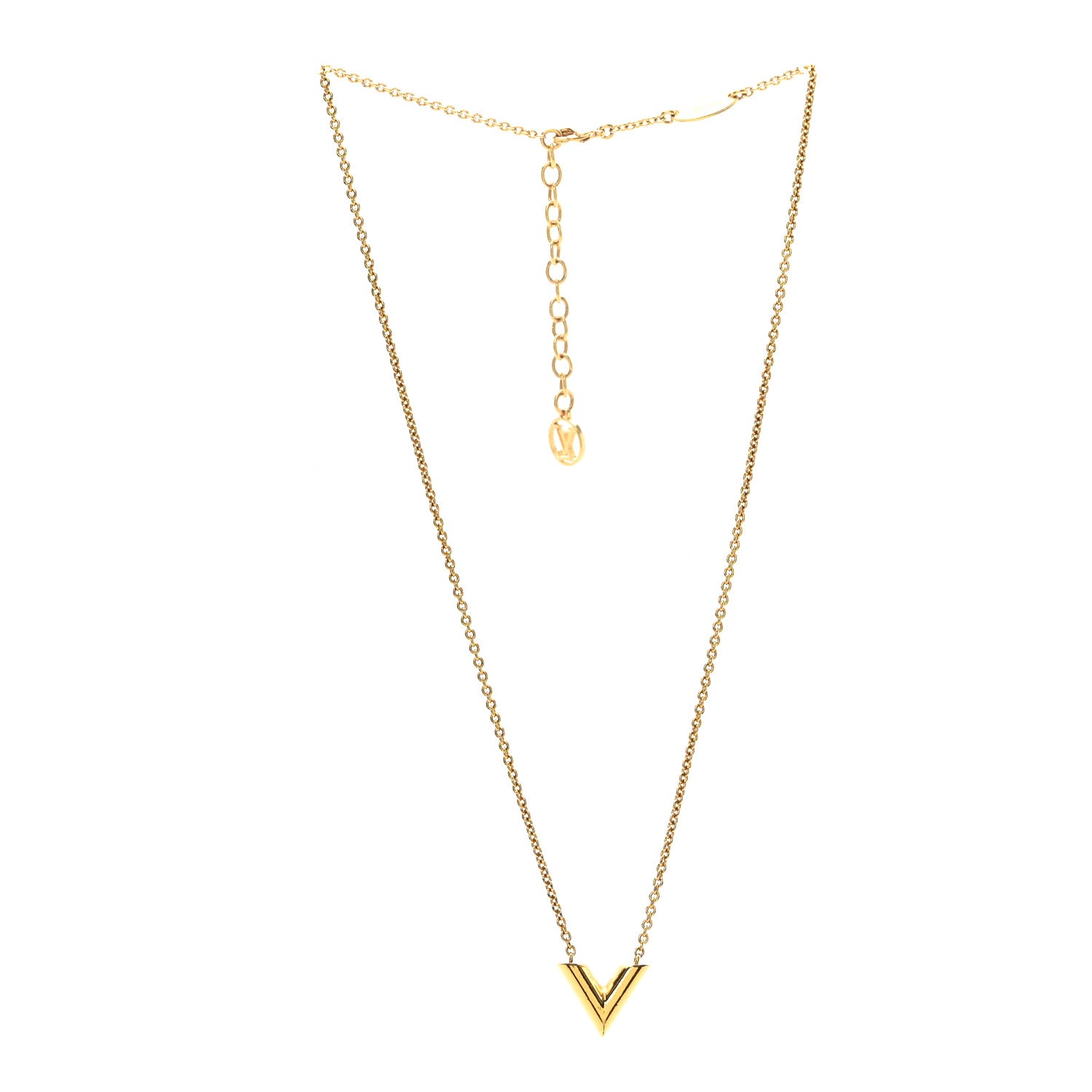 Louis Vuitton Essential V Necklace Gold 3 of 5