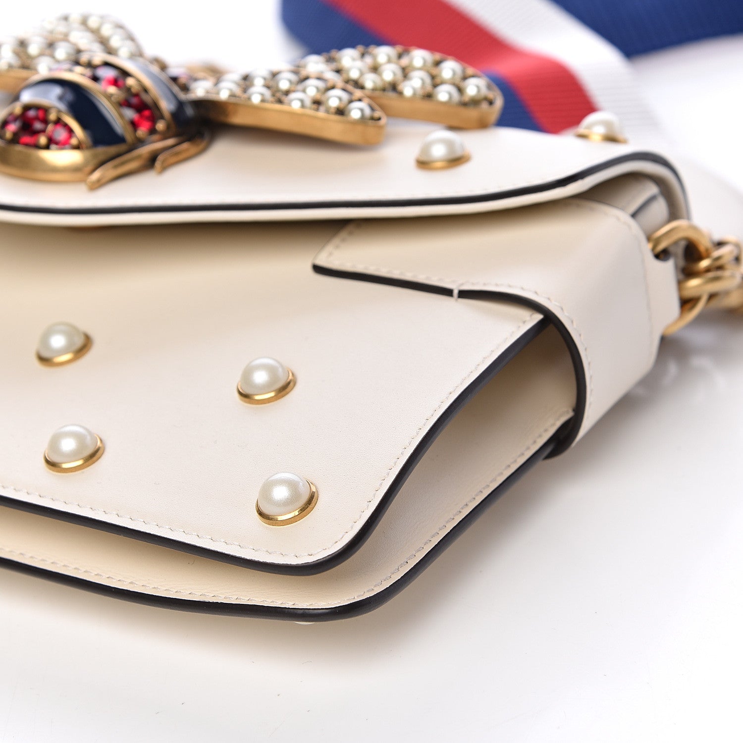 Gucci Nappa Pearl Studded Mini Queen Margaret Broadway Shoulder Bag Mystic White 9 of 11