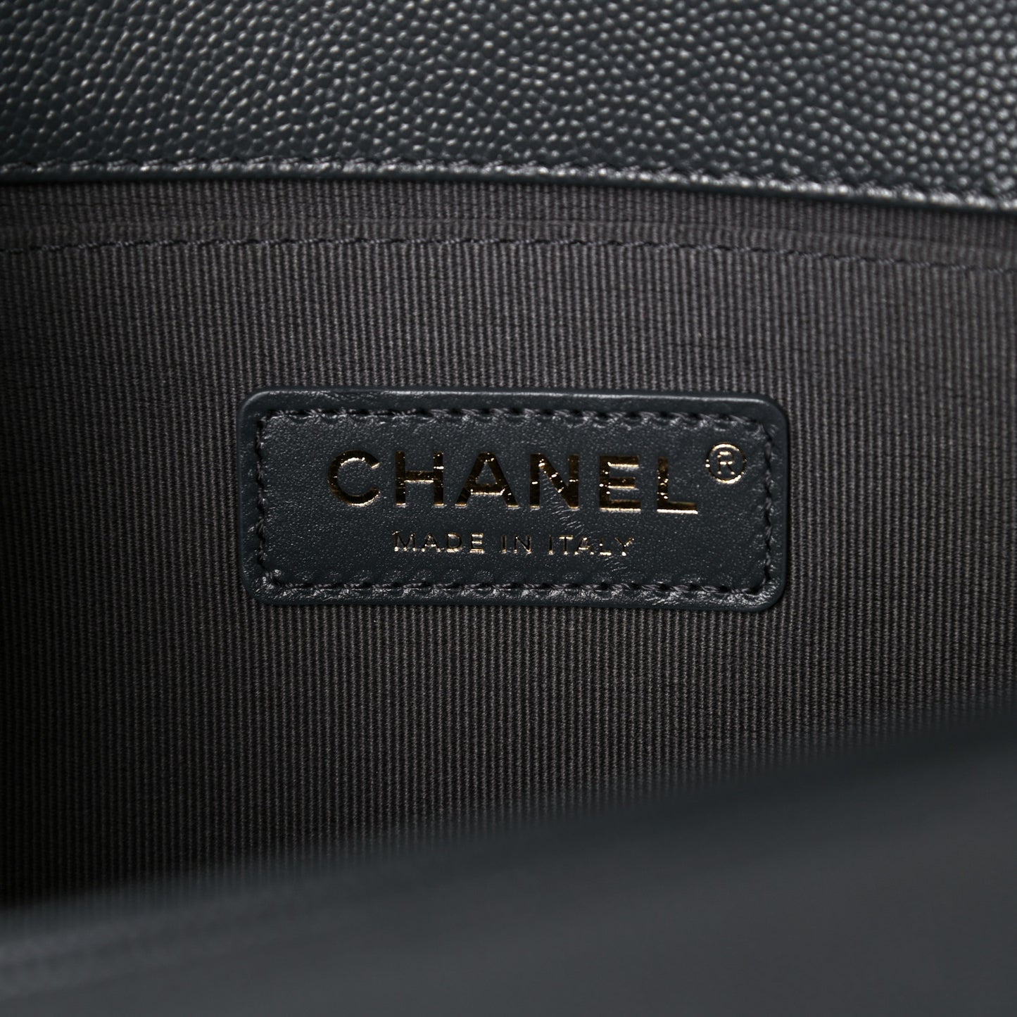 Caviar Chevron Quilted Medium Boy Flap Dark Grey