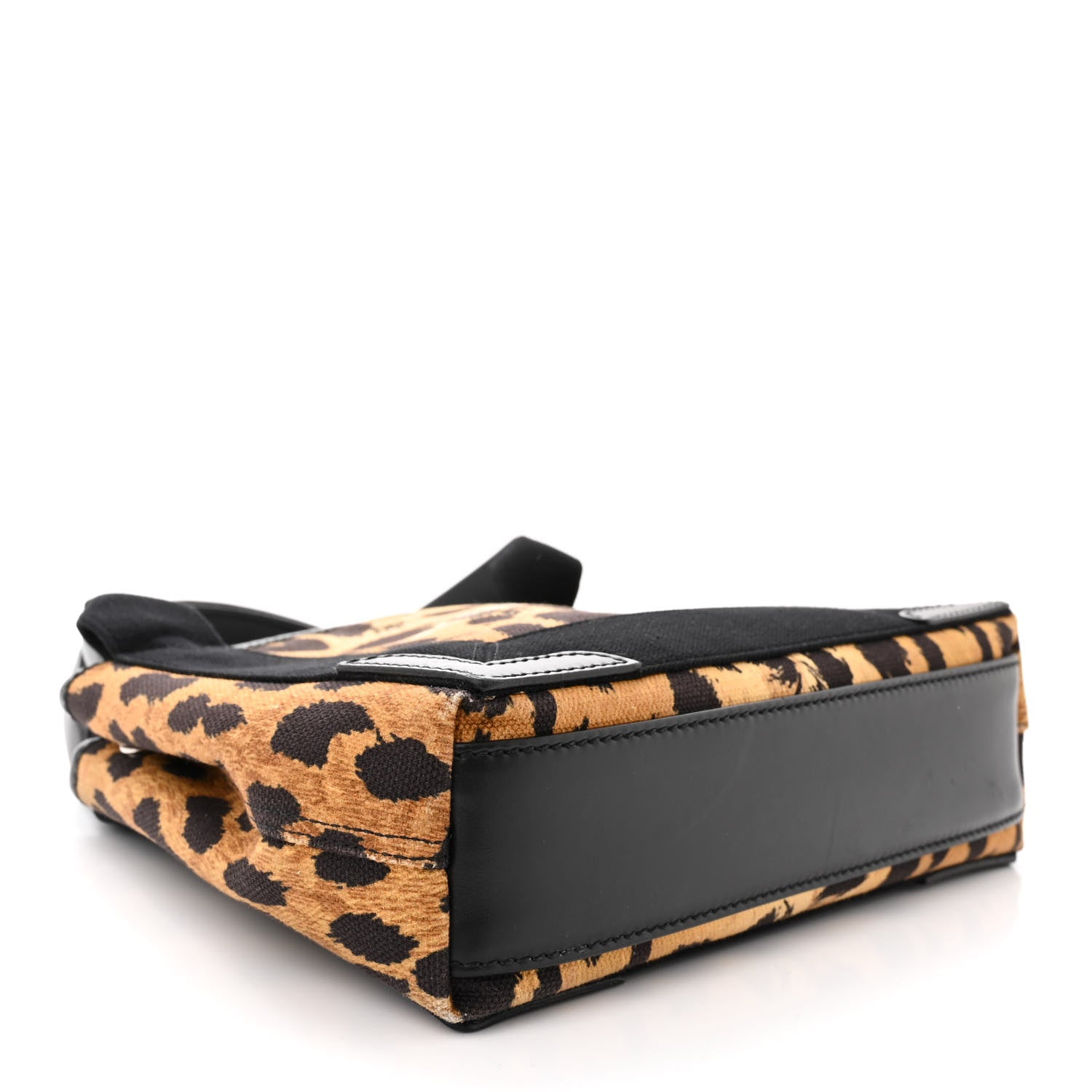 Balenciaga Cotton Canvas Satin Calfskin Leopard Print Navy Cabas XS Beige Black 5 of 11