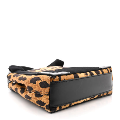 Balenciaga Cotton Canvas Satin Calfskin Leopard Print Navy Cabas XS Beige Black 5 of 11