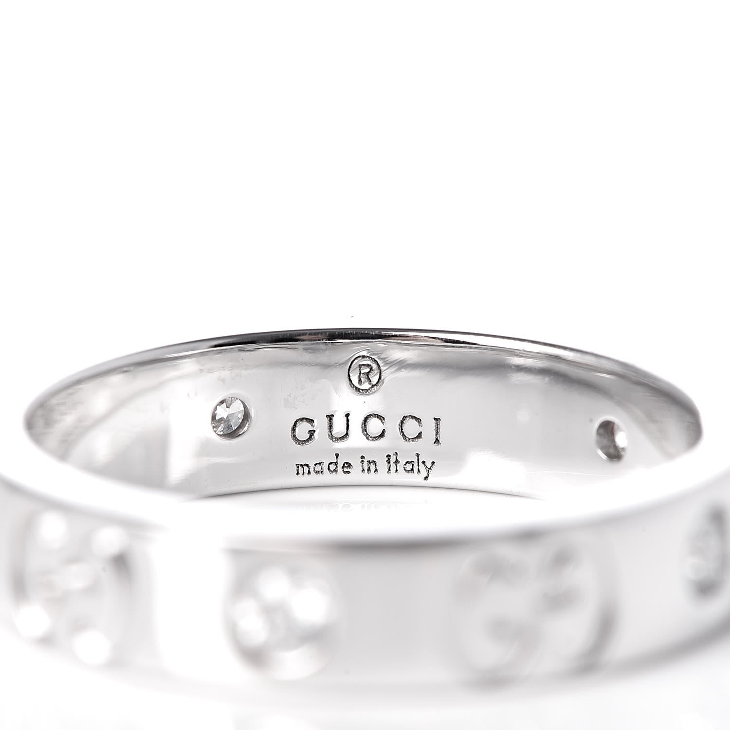 Gucci 18K White Gold Diamond Icon Thin Band Ring 49 4.75 4 of 6