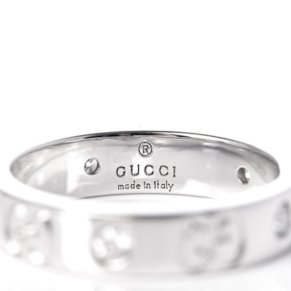 Gucci 18K White Gold Diamond Icon Thin Band Ring 49 4.75 4 of 6