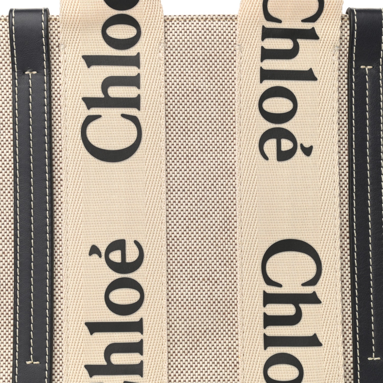 Chloe Cotton Calfskin Small Woody Ribbon Tote White Blue 8 of 10