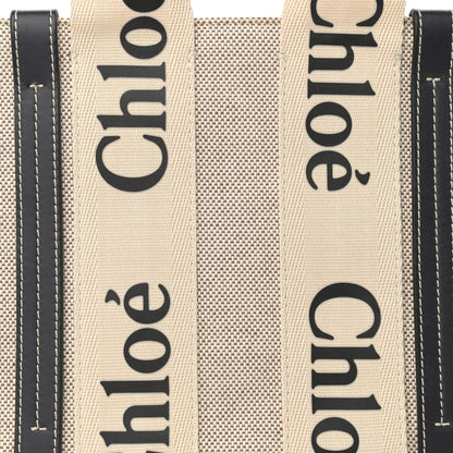 Chloe Cotton Calfskin Small Woody Ribbon Tote White Blue 8 of 10
