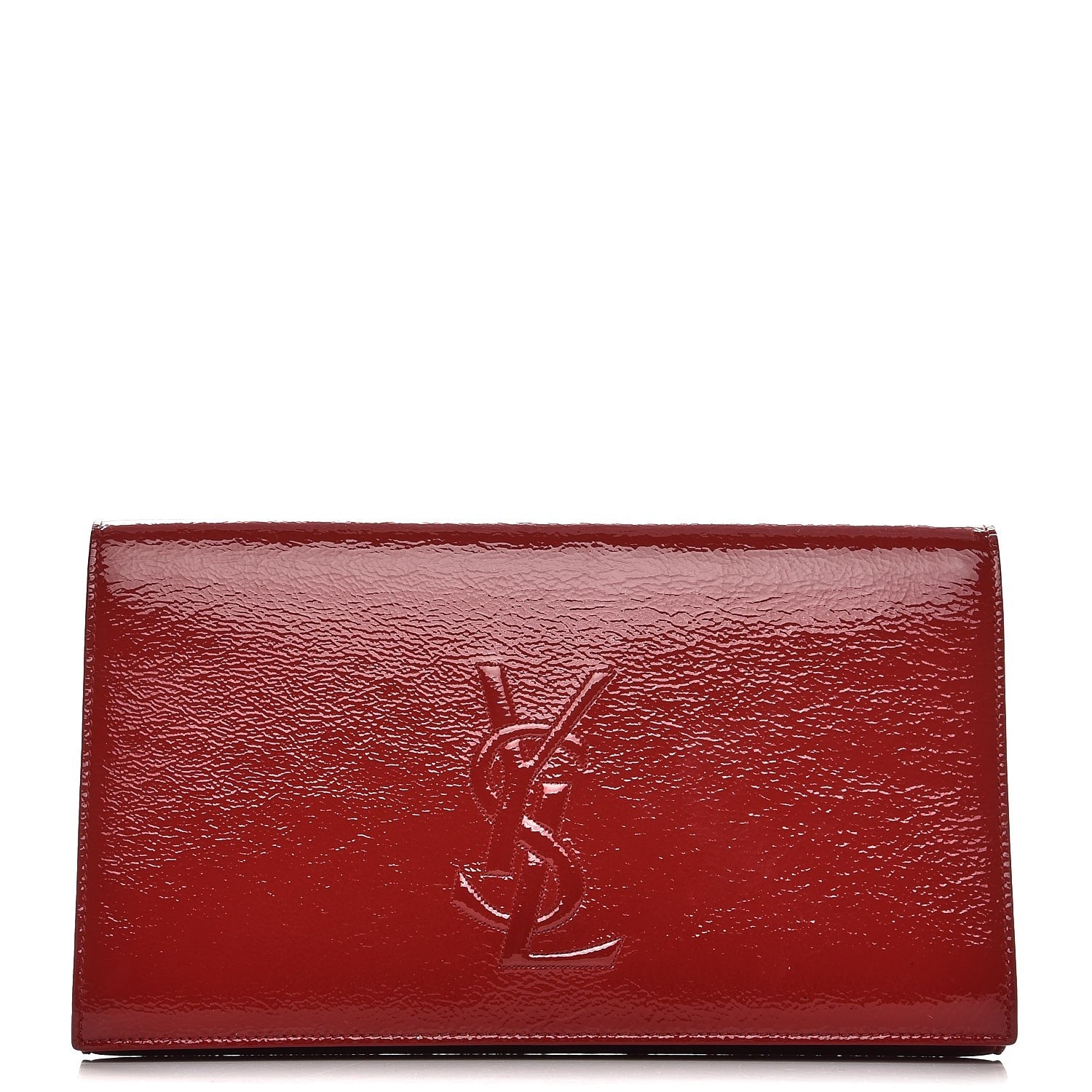 Saint Laurent Textured Patent Monogram Large Belle De Jour Clutch Red 1 of 8