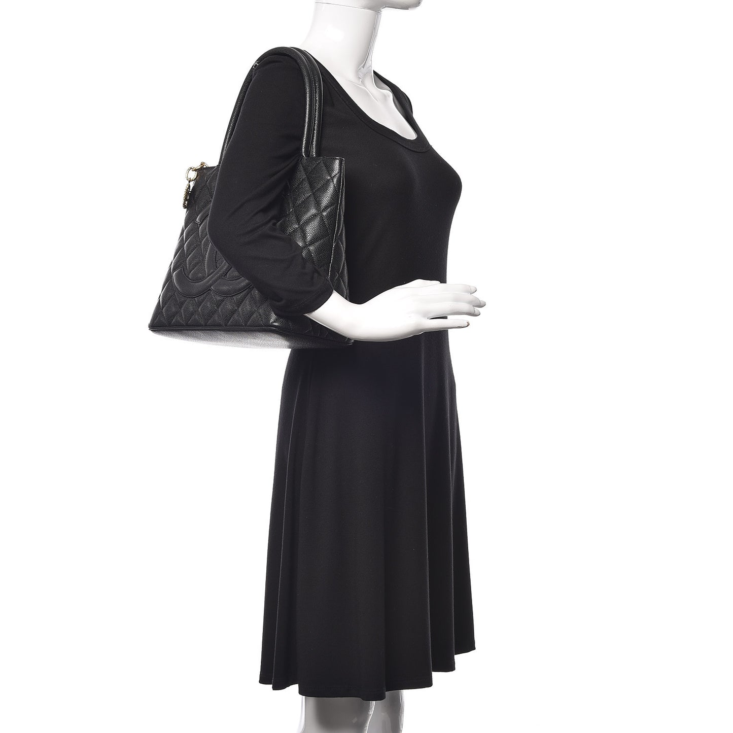 Caviar Quilted Medallion Tote Black