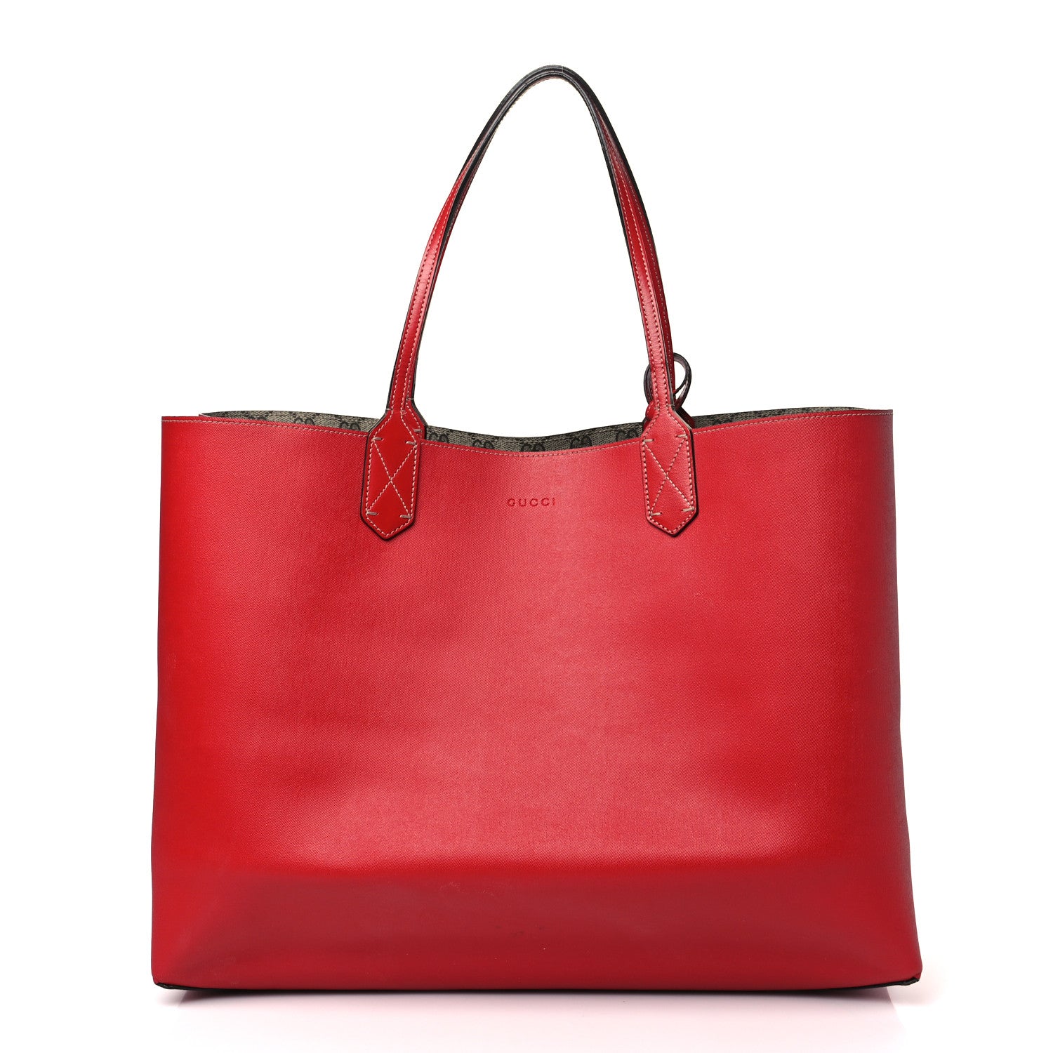 Gucci GG Supreme Monogram Large Reversible Tote Beige Red 9 of 14
