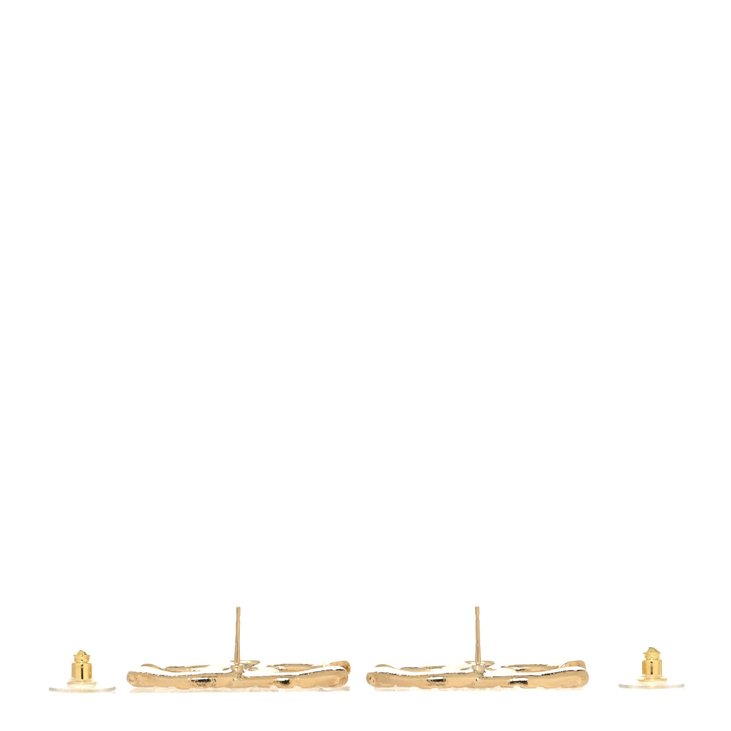 Metal Tweed Effect CC Earrings Gold