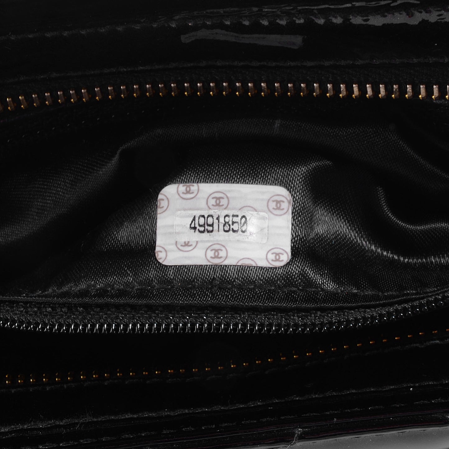Patent Quilted CC Shoulder Bag Black