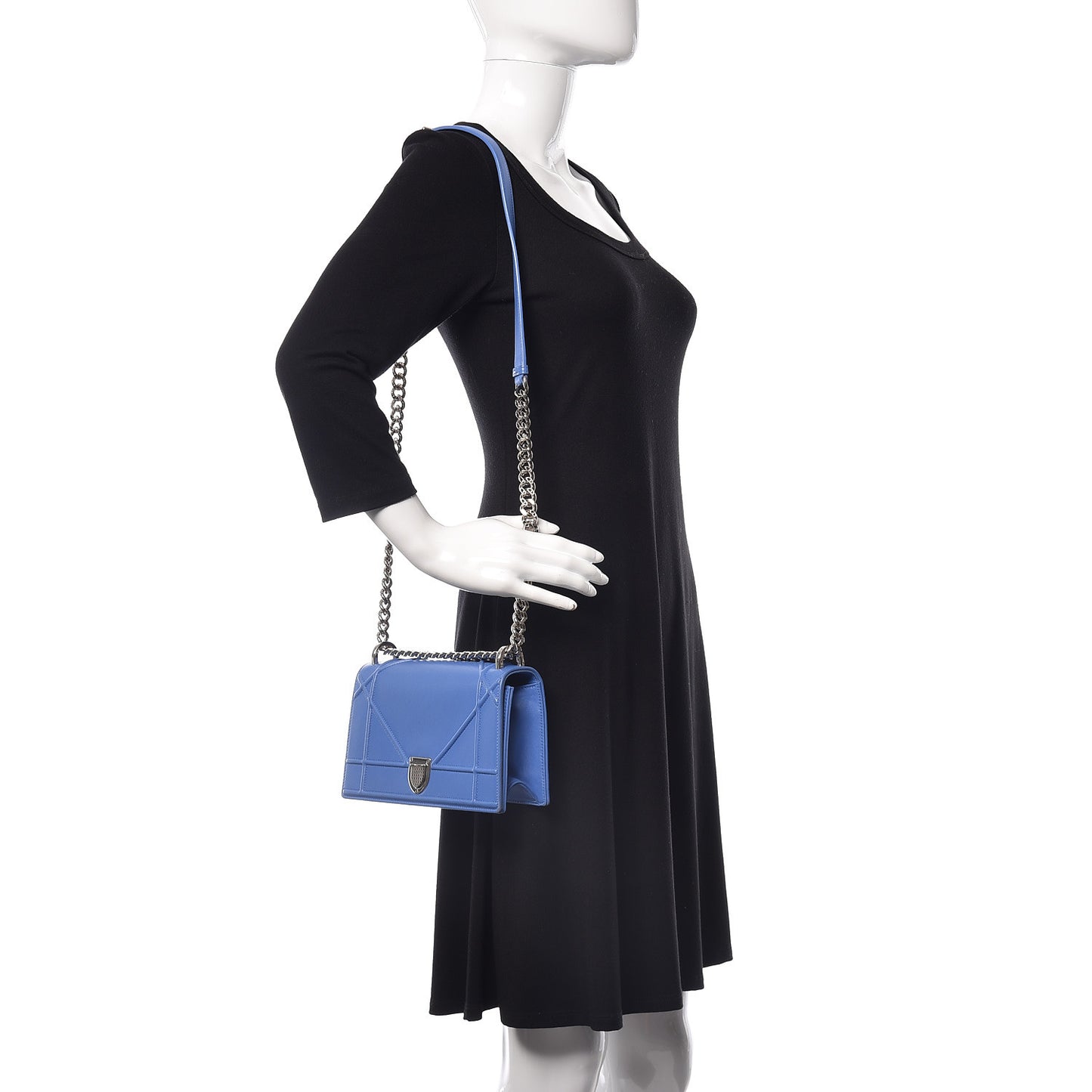 Lambskin Small Diorama Flap Bag Blue