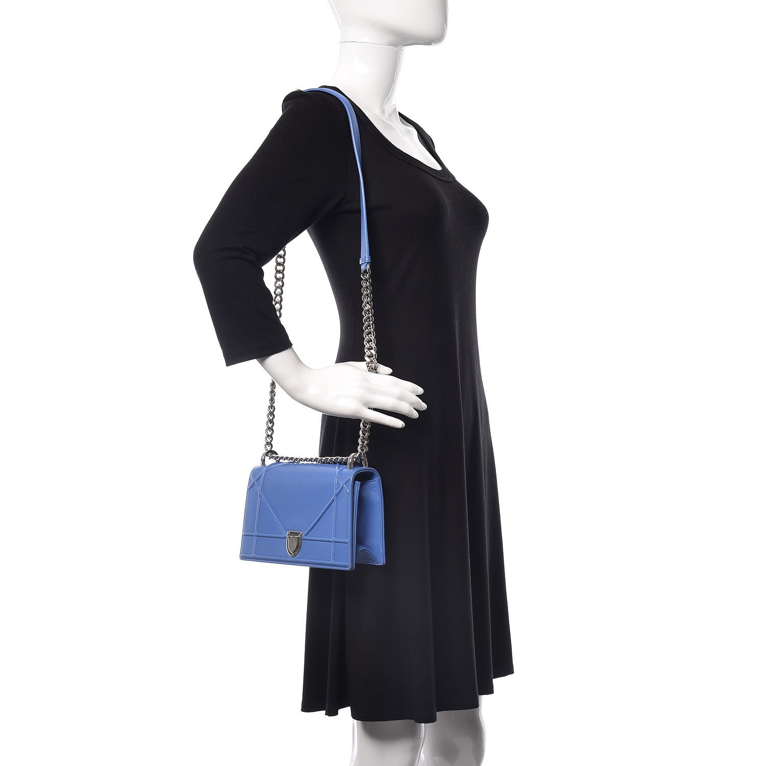 Christian Dior Lambskin Small Diorama Flap Bag Blue 2 of 11