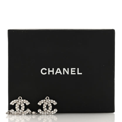 Chanel Baguette Crystal CC Drop Earrings Silver 4 of 4