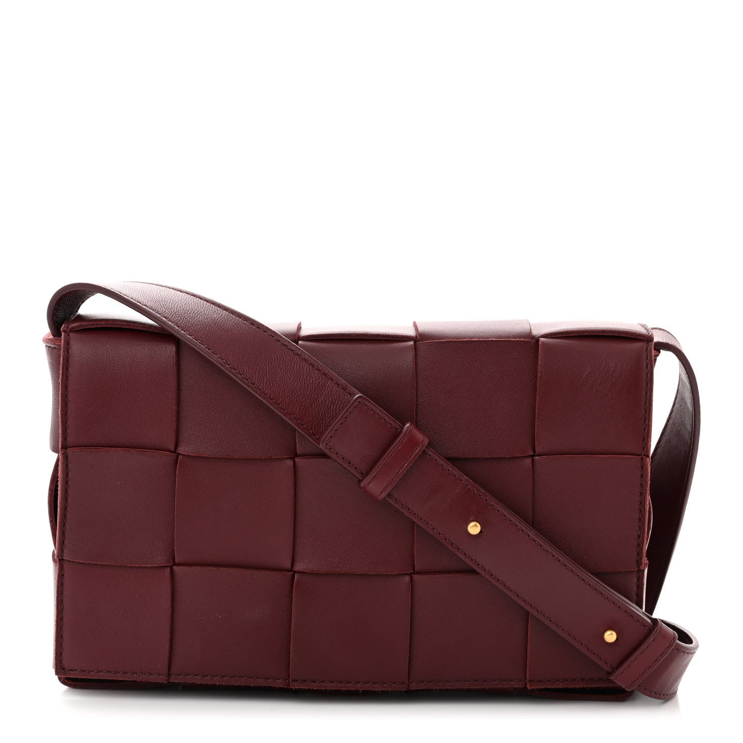 Bottega Veneta Lambskin Maxi Intrecciato Cassette Crossbody Bag Bordeaux 1 of 12
