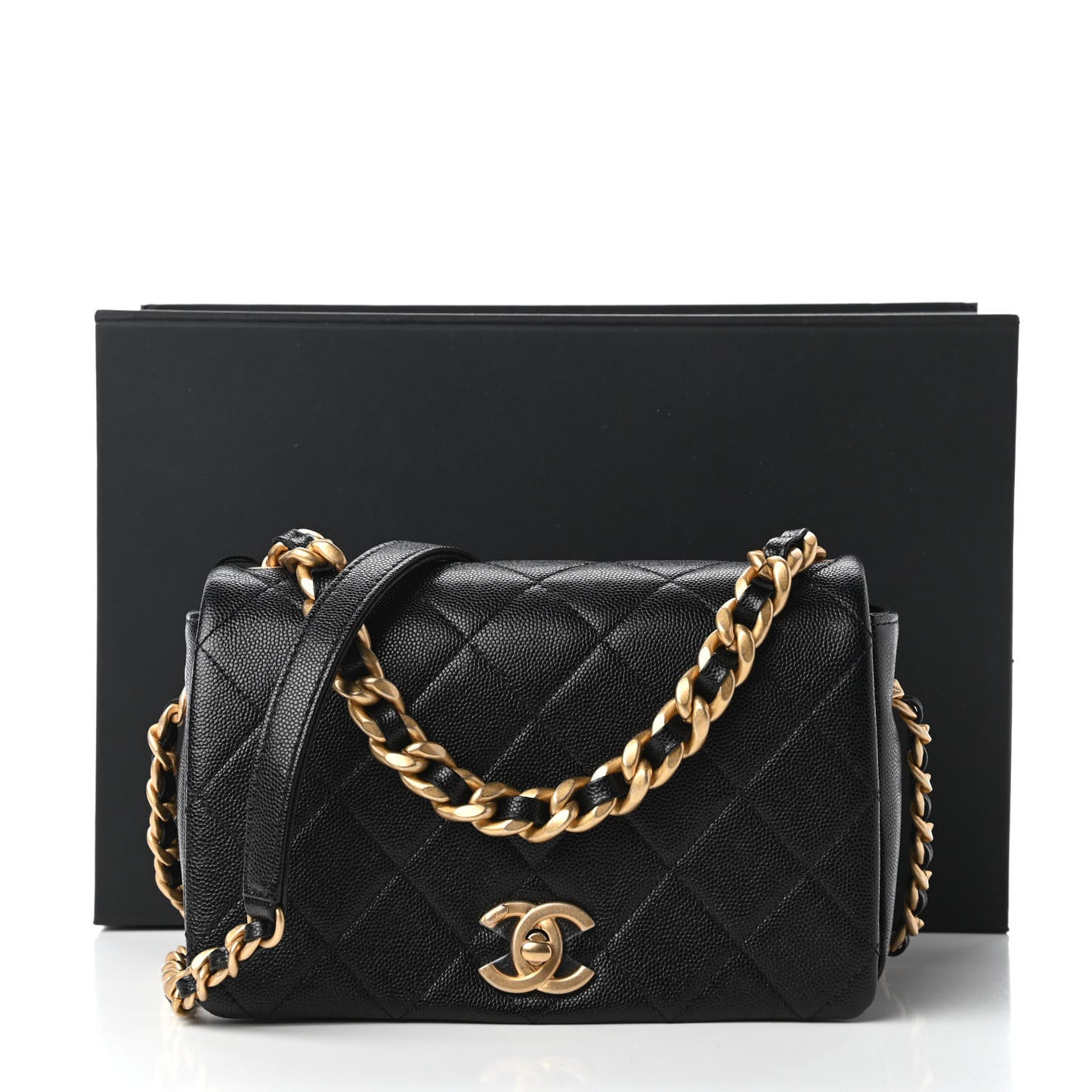 Caviar Quilted Small Fashion Therapy Flap Bag Black