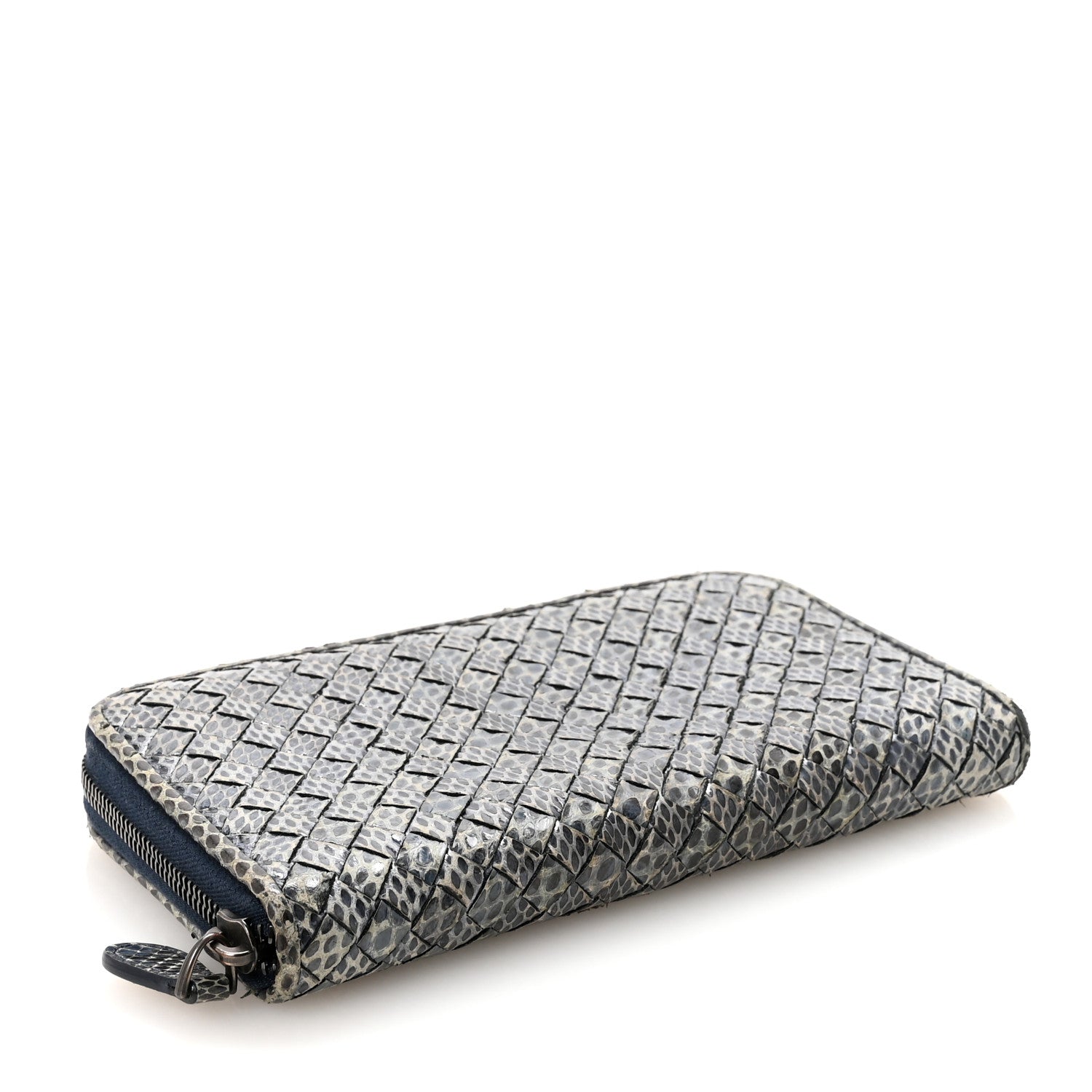 Bottega Veneta Ayers Intrecciato Ayers Zip Around Wallet Blue 4 of 6