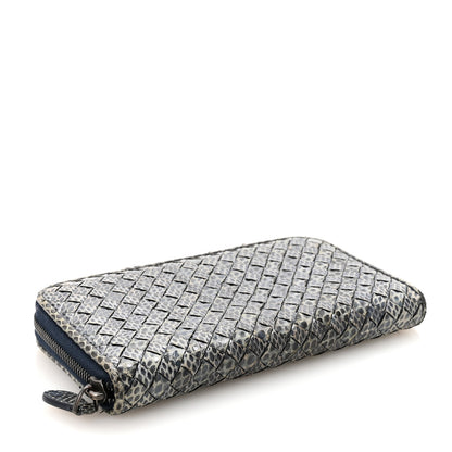 Bottega Veneta Ayers Intrecciato Ayers Zip Around Wallet Blue 4 of 6