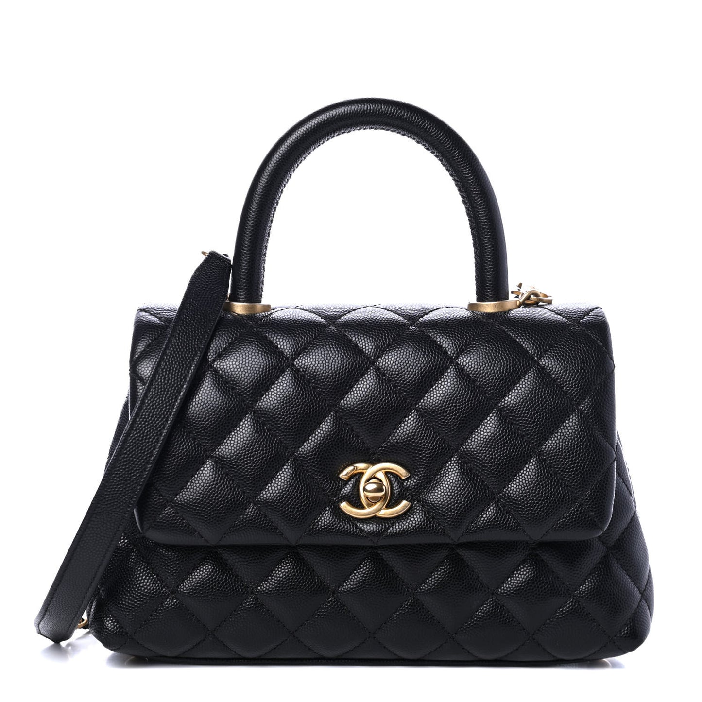 Caviar Quilted Mini Coco Handle Flap Black